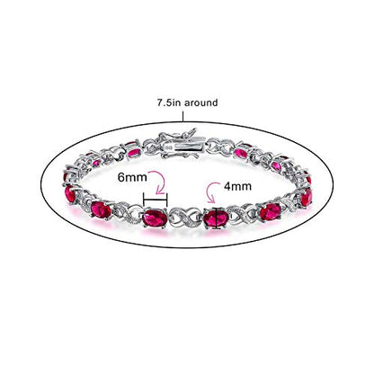 Bling Jewelry Birthstone Colors CZ Oval Infinity Tennis Bracelet Rose Gold Silver Plated - color: Pink