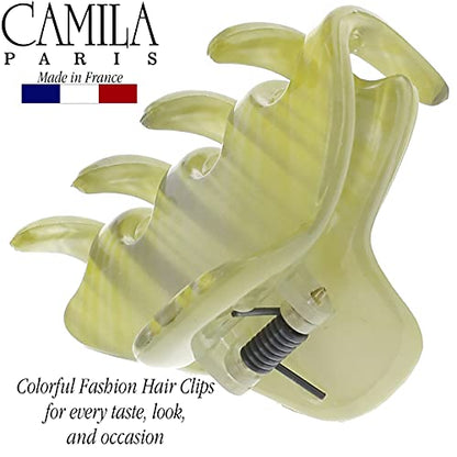 Camila Paris CP3196 French Small Hair Clips for Women, 1.75" Small Claw Clip Fashion Styling Mini Hair Clip Accessories for Women, Strong Hold No Slip Grip Cute Claw Clips, Made in France - color: Gray & Green 1.75"