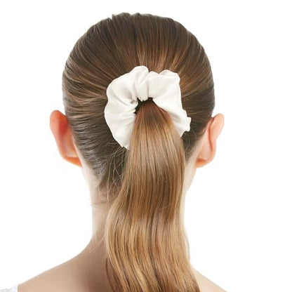 LilySilk Hair Tie, 100% Mulberry Silk Hair Scrunchies for Frizz & Breakage Prevention, Elastic Silk Ponytail Holders, 1Pc, Ivory - color: Ivory