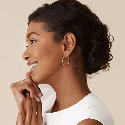 PAVOI Gold Hoop Earrings for Women, 14K Gold Plated Paddle-Back Hoops | Large Hoop Earrings, Lightweight Hoops, Gold Hoops, 925 Sterling Silver Posts - style: 30 Millimeters