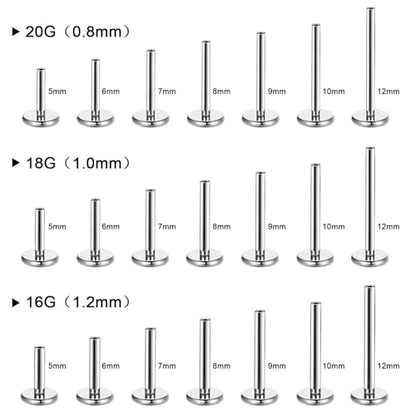 Threadless Bar G23 Titanium 20G 16G 18G Replacement Post Bar Flat Back Stud Earrings for Helix Cartilage Lobe Medusa Labret Nose Tragus Conch Piercing Jewelry - size: 20g 5mm, style: Disc 4mm,2Pcs Threadless Bars