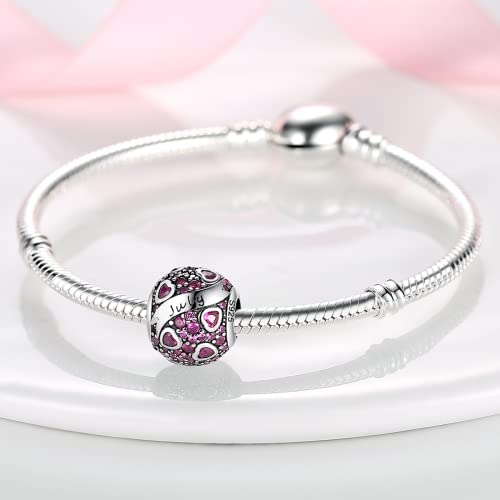 MULA Birthstone Charms 925 Sterling Silver for Bracelets and Necklaces | Dangle Pendants Beads With 5A Cubic Zirconia - Happy Birthday Mothers Day Jewelry - color: July Birthstone
