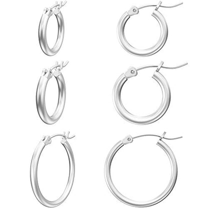 Gacimy Gold Hoop Earrings for Women 14K Real Gold Plated Hoops with 925 Sterling Silver Post - color: Silver, size: 14-16-20mm