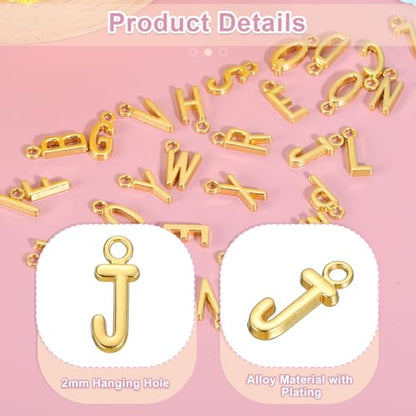 uxcell Letter Charm, Alloy Letter Initial Alphabet Charm for DIY Craft Jewelry Making Bracelets Earrings Necklace - color: Gold - J