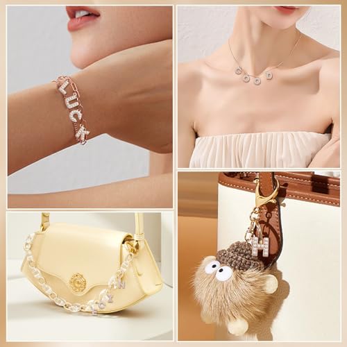 26PCS Pearl Letter Charms A-Z Alphabet Pendants for Making Jewelry 18K Gold Initial Charm Trendy Slider Pearls Capital Beads for Bracelet Necklace Choker Earrings DIY Crafts Anniversary Birthday Gifts - color: Gold