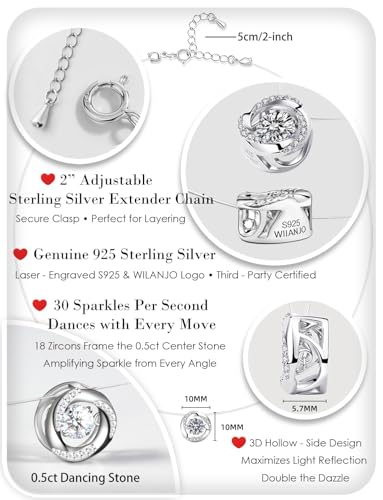 Teardrop 925 Silver CZ Floating Pendant Necklace 16 Inch Cubic Zirconia Invisible Necklace, Hypoallergenic, Jewelry Gifts for Women Anniversary Birthday - color: Dancing stone