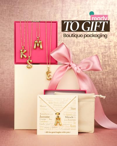 DoDoBeads Stainless Steel Initial Necklace, Waterproof 18K Gold Plated Necklace, Non-Tarnish Chunky Monogram Jewelry Gifts for Women, Mothers Day Gift - style: F