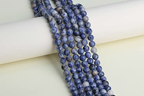 LAIDANLA Blue Spot Jasper 8mm Natural Stone Beads Round Loose Gemstone for DIY Bracelet Necklace Earrings Jewelry Making Polishing Genuine Real Stone Beading 96PCS 2 Strand 32" - color: I-Blue Spot Jasper, size: 8mm