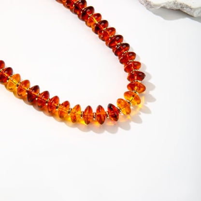 Resin Chunky Beaded Necklace for Women,Vacation Jewelry | Acrylic Beads,Boho Summer Beach Handmade Jewelry,Trendy Bold Statement Beaded Necklace,Birthday Gift for Women - color: Amber