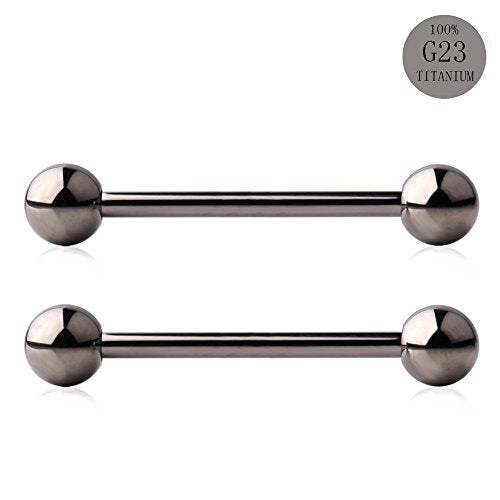 Grade 23 Titanium Externally Threaded Nipple Piercing Jewelry Barbell Ring Tongue Rings Nipple Straight Body Piercing Jewelry for Women Men 14G 16G 12mm 14mm 16mm 19mm - style: 14GA - 3/4" (19mm)