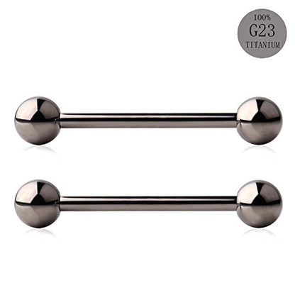 Grade 23 Titanium Externally Threaded Nipple Piercing Jewelry Barbell Ring Tongue Rings Nipple Straight Body Piercing Jewelry for Women Men 14G 16G 12mm 14mm 16mm 19mm - style: 14GA - 3/4" (19mm)