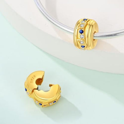 Gold Clip Stopper Charms for Pandora Bracelets Spacers Bead Charms Packs Jewelry Gift for Women - color: Golden Butterfly-2 Packs