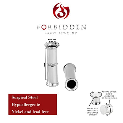 Forbidden Body Jewelry Ear Gauges, Ear Tunnels, Tunnels For Ears, Surgical Steel Mirror Finish Double Flared Tunnel Plug Earrings - style: 2pcs: 2.4mm (10GA)