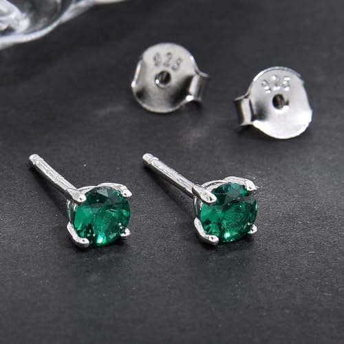 1 Pair Adabele Authentic Sterling Silver Birthstone Stud Earrings 4mm/0.25 Carat Tiny Cubic Zirconia Imitation Diamond Gemstone Hypoallergenic Nickel Free Tarnish Resistant Women Men Jewelry - color: May