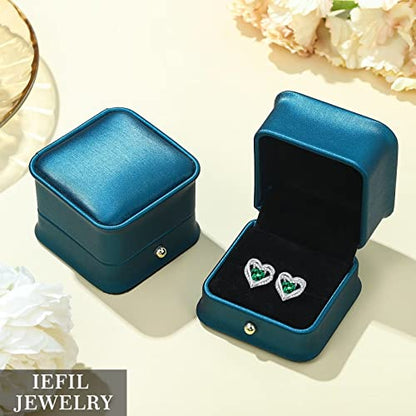 Iefil Birthstone Earrings for Women - 925 Sterling Silver Heart Stud Earrings Birthday Gifts for Women - color: 02-Feb-Created Amethyst