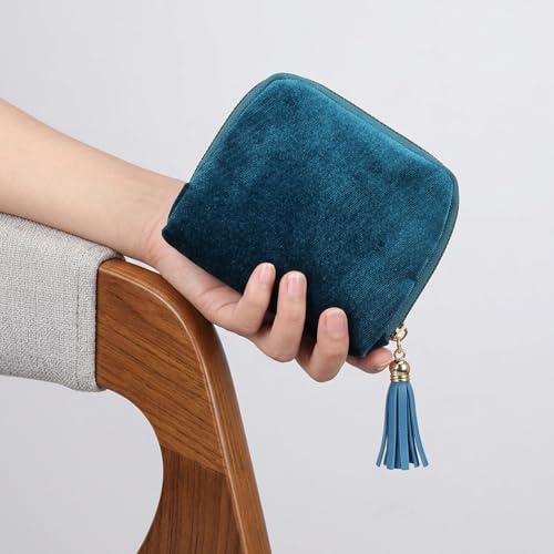 Travel Jewelry Case Organizer Portable Jewelry Pouch Small 5-Layer Velvet Zipper Pouch Bag for Crystal Bracelets Bangles Necklace Ring, Prevent Tangle Scratch
