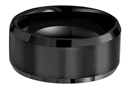 6mm 8mm 10mm Black Tungsten Wedding Band Ring Men Women Matte Finish Beveled Edges Comfort Fit Size 5 To 17 - color: Black 10mm