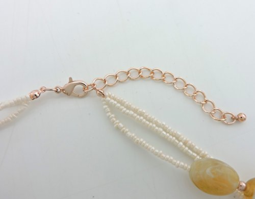 Coiris 3 Multi Layer Shell Glass Beaded Fashion Necklace for Women 21" - color: N0001-beige