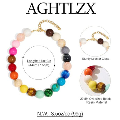 Chunky Beaded Necklace for Women, Colorful Trendy Statement Summer Jewelry Gift - color: necklace-4