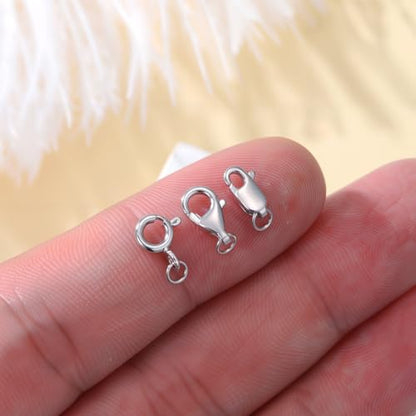 925 Sterling Silver Lobster Clasp for DIY Necklace Bracelet Jewelry Making, Double Spring Clasp with Closed Jump Rings, Necklace Extender Clasp Connector Bracelet Extension (Style 10) - style: Style 10