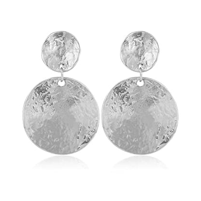 Women's Statement Clip-On Earrings Hypoallergenic Lightweight Clip Earrings - color: D-silver disc