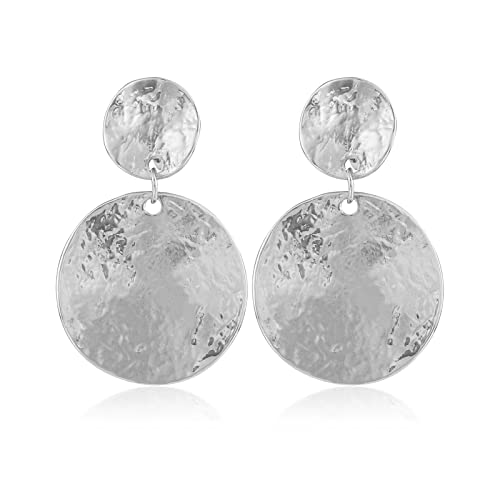 Women's Statement Clip-On Earrings Hypoallergenic Lightweight Clip Earrings - color: D-silver disc