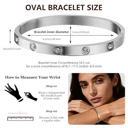 Gold Chain Bangle Bracelets For Women,18K Gold-plated Friendship Love Stainless Steel Jewelry Birthday Gifts Jewelry - color: Silver