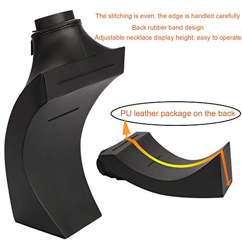 Black Leather Necklace Display,Jewelry Necklace Bust Display Stand for Bracelets,Earrings,Rings (H12.4inch) - size: H12.4inch