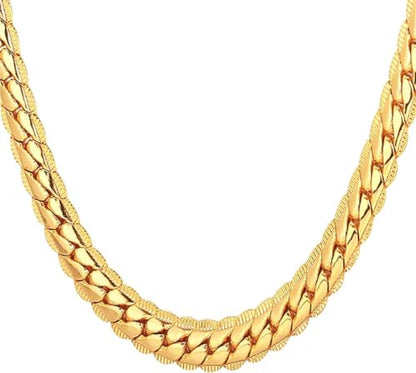 U7 Men Stainless Steel Necklace Cuban Link Chain, Flat Curb Chain Necklaces Unisex, Silver/Black/Gold Plated Chunky Hip Hop Neck Chain, 6mm/9mm Width, 18-32 Inches Length Jewelry for Mens Women - color: a. 6mm Gold, size: 28 Inches, style: a. Flat Curb