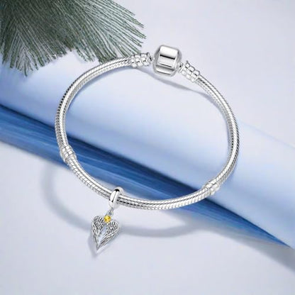 TCHYUN Spread Angle Wings Dangle Charm 12 Birthstone Bead for Pandora Bracelet Women Gift - style: Nov