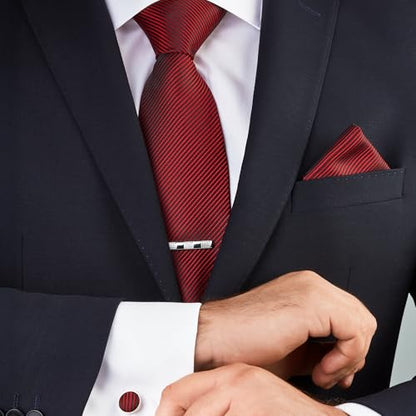 Premium Men’s Gift Tie Set Silky Necktie Pocket Squares Tie Clips Cufflinks For Men - color: Men's Style 3
