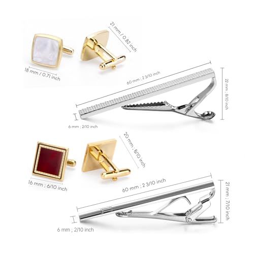 wynameleri Cufflink and Tie Clip Set for Men, 12 PCS Necktie Bars and Cuff Links Formal Business Dress Shirts Buttons Case Packed - color: T0408011