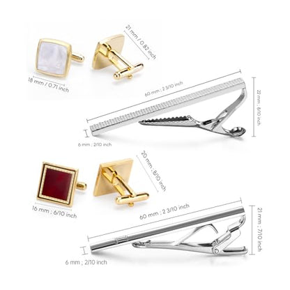 wynameleri Cufflink and Tie Clip Set for Men, 12 PCS Necktie Bars and Cuff Links Formal Business Dress Shirts Buttons Case Packed - color: T0408011