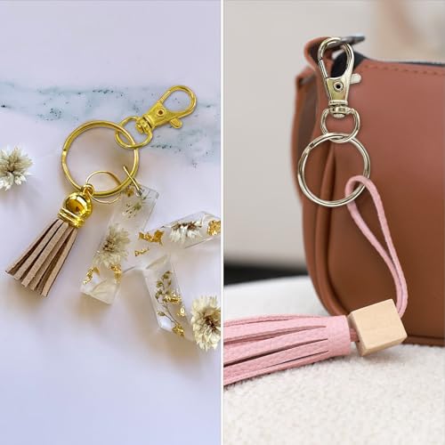 60PCS Keychain Making Supplies, Lobster Claw Clasp with Key Rings, Keychain Making kit Including 30PCS Keychain Clip Hooks and 30PCS Key Chain Rings for Crafts