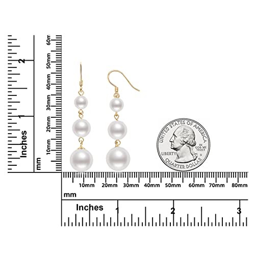 925 Sterling Silver Pearl Drop Earrings for Women, June Birthstone Long Dangle Pearl Jewelry Gifts for Her - color: 6-10mm Gold