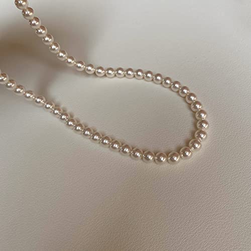 LULII Pearl Necklaces for Women 14K Gold Plated Dainty Layered Single Pearl Necklace Simple Daisy Pearls Choker Cute Gold Necklace Stack Jewelry Sets for Women Trendy Gifts - color: Silver-6mm Pearl