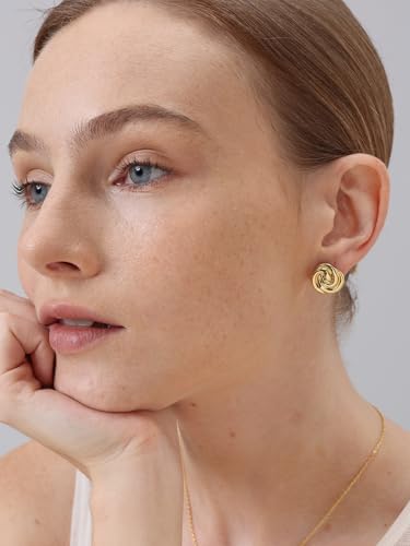 Green Crystal huggie gold hoop earrings for women Girls,14K Gold Plated with 925 Sterling Silver Post color Cubic Zirconia dainty cute Earrings| CZ Stud Earring - color: Knots Gold