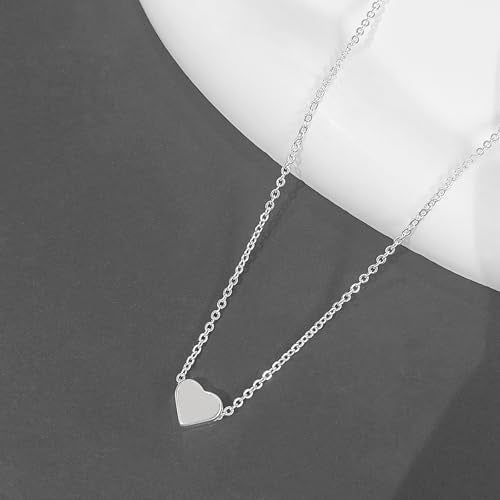 HERIER Cute Heart Necklace Dainty 18k Gold Plated Tiny Heart Pendant Choker Necklaces Small Gold Love Open Heart Chain Necklace for Women Simple Gold Necklace for Women Trendy Jewelry - color: Tiny Heart Necklace-Silver