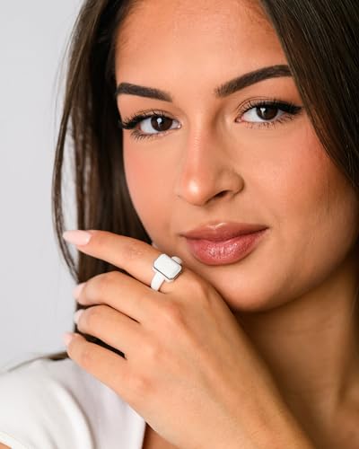 Patented Metal-Framed Silicone Rings - Emerald Collection - color: Pack D - White / Metal Silver
