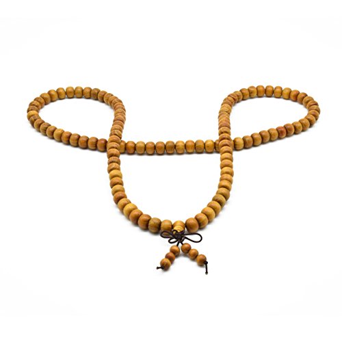 Zen Dear Natural Golden Sandalwood Mexican Bocote Mala Prayer Bead Bracelet Link Wrist Necklace Mala Beads - style: 7mm x 8mm 108 beads