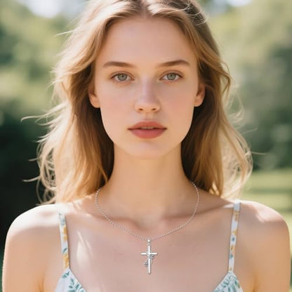 POPLYKE Cross Necklace for Women 925 Sterling Silver Cross Pendant Necklace Animal Jewelry Christmas Gifts for Women Mother Grandma - style: basketball