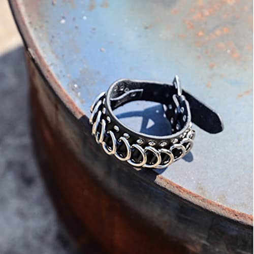 Eigso Punk Leather Studded Rock Bracelet for Men Women Gothic Rivets Y2K Black Wristband for Man Woman - color: Black