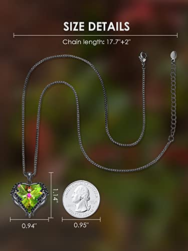 CDE Angel Wings Heart Birthstone Pendant Necklace Gift for Women | Silver/Gold Tone,Ideal Birthday & Anniversary Jewelry Gift for Wife,Girlfriend,Her - color: Black-Colorful Zircon Birthstone