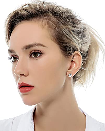 7 Pairs 18G 20G Stainless Steel Stud Earrings Round Cubic Zirconia Barbell Earring Set For Men Women 2MM-8MM Silver Tone - style: D:7 Pairs,Butterfly Backs,18G