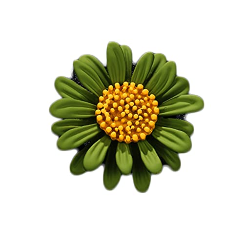 Multicolor Cute Daisy Flower Brooch Pins, Plant Sunflower Suit Lapel Pin,Pink Yellow White Sun Flower Dress Neckline Pin Enamel Charm Daisy Coat Collar Brooch for Women Girls Men Jewelry Gifts - color: B green
