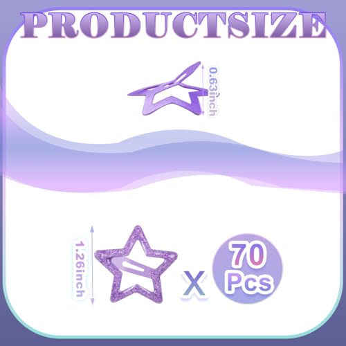70 Pcs Metal Glitter Snap Hair Clips for Women,Small Snap Barrettes for Women Girls Thick Fine Hair (Purple) - color: Purple