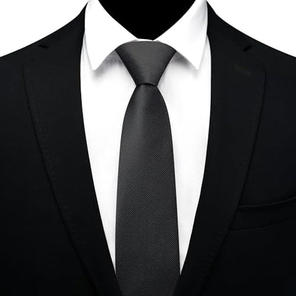 GUSLESON 3.15"（8cm） Mens Pre-tied Adjustable Zipper Tie Solid Necktie for Business and Wedding - color: Black