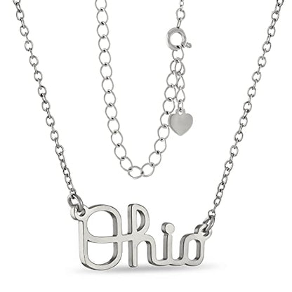 Ohio State Necklace and Earring Set - Dainty Block O Stud Earrings and Script Ohio Necklace Jewelry Set - Hypoallergenic Stainless Steel Jewelry for Women - Graduation Gifts and Ohio State Football Ac