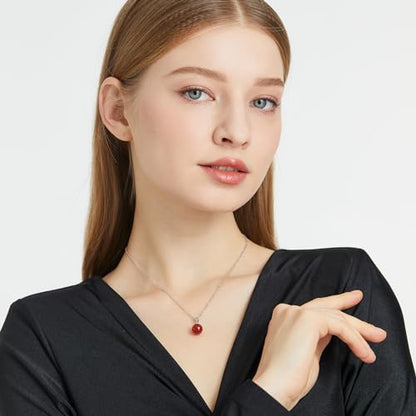 Natural Jade Necklace for Women Sterling Silver Adjustable Handmade Green Jade Pendant Necklaces Healing Crystal Necklace Good Luck Gift for Her - style: Carnelian Necklace
