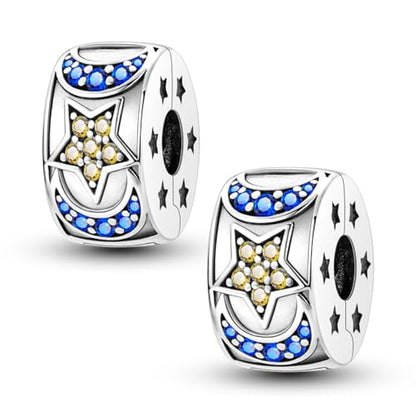 Pandach 925 sterling silver Clip Spacer Charm for Bracelet Clip Lock Stopper Bead Spacer European Openable Beads 2Pcs - style: 2-KJC891